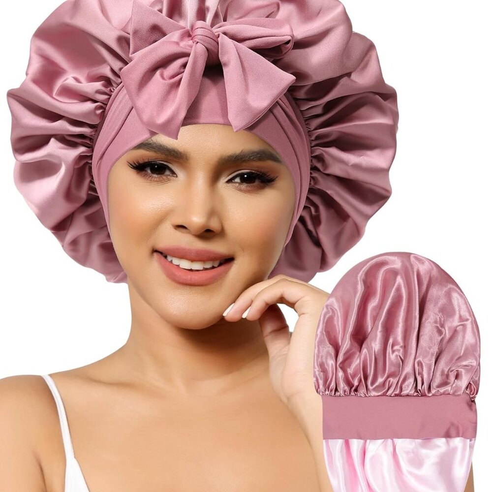 Satin Bonnet for Women Silk Bonnets for Sleeping Curly Hair Bonnet with Elastic